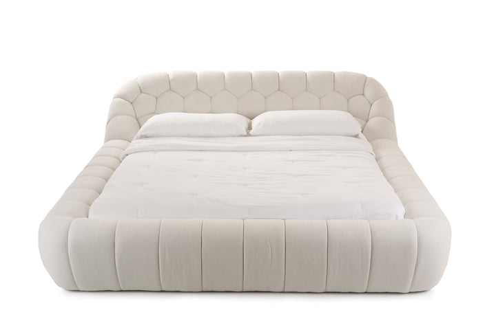 Yolonda  Modern OffWhite Fabric Bed