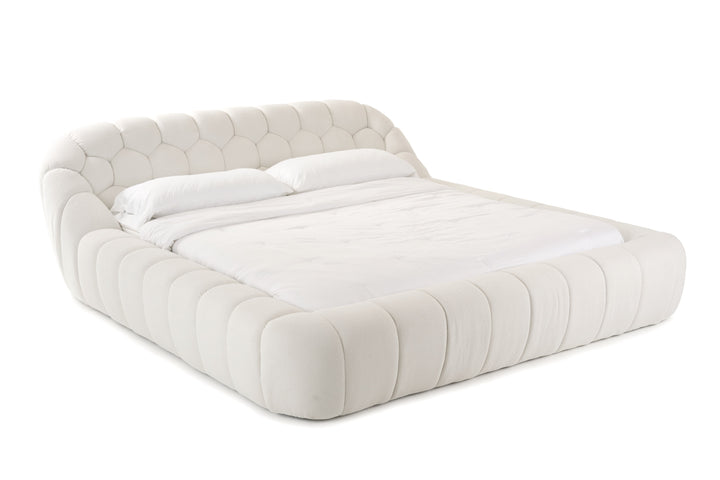 Yolonda - Modern Off-White Fabric Bed