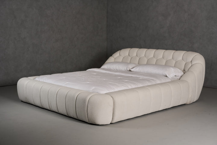 Yolonda - Modern Off-White Fabric Bed