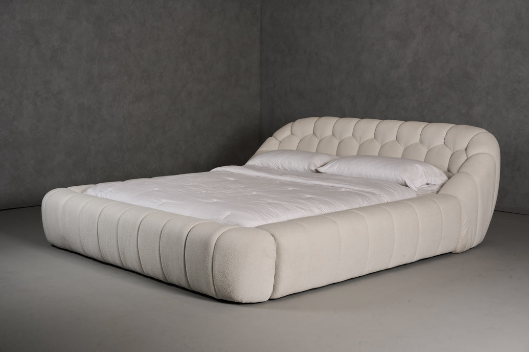 Yolonda - Modern Off-White Fabric Bed