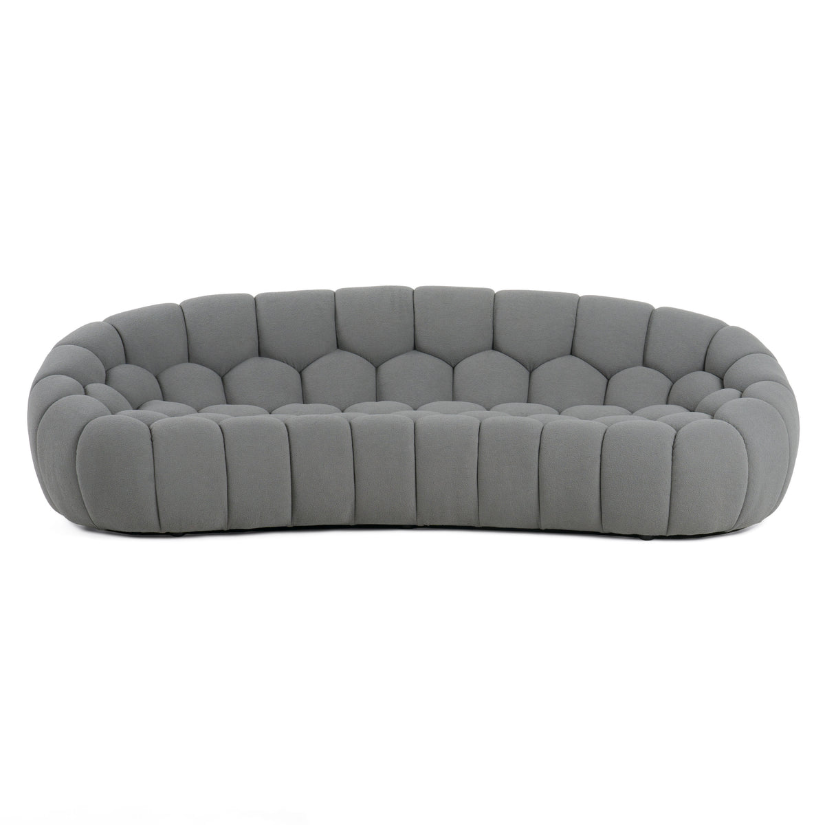 Yolonda - Modern Curved Light Grey Fabric Sofa