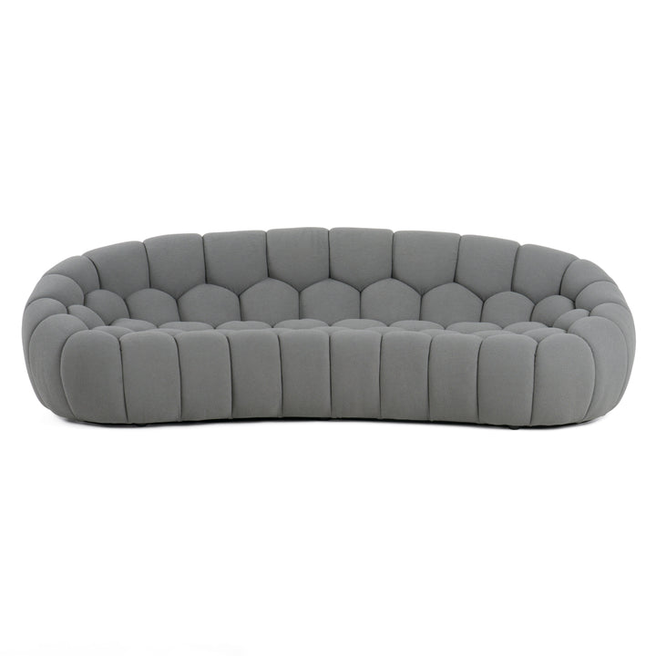 Yolonda - Modern Curved Light Grey Fabric Sofa