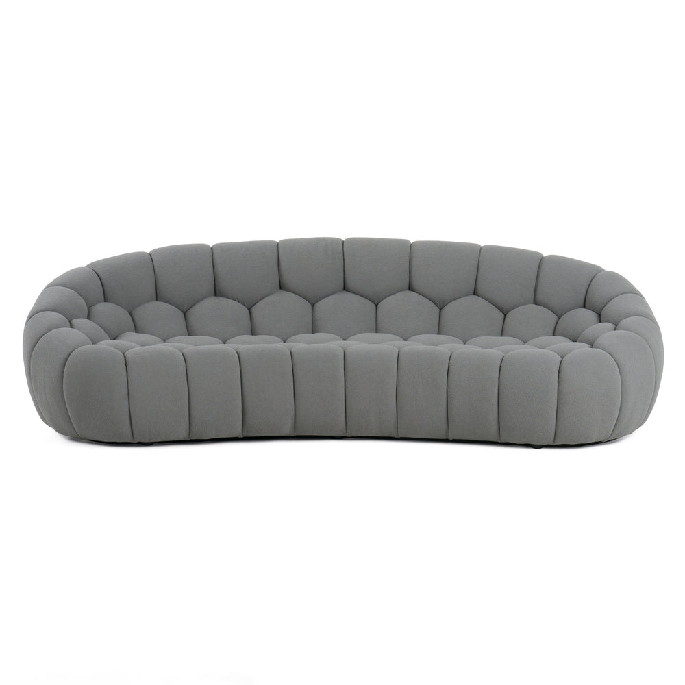 Yolonda - Modern Curved Light Grey Fabric Sofa