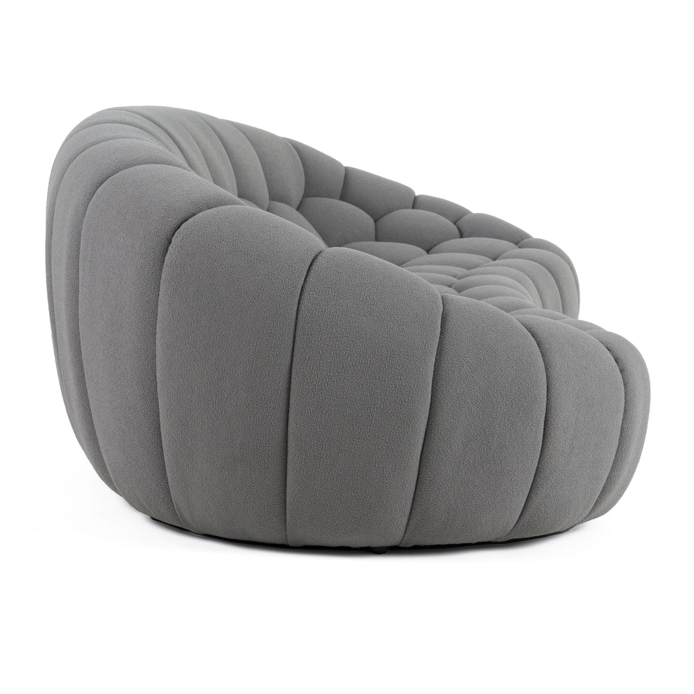 Yolonda - Modern Curved Light Grey Fabric Sofa