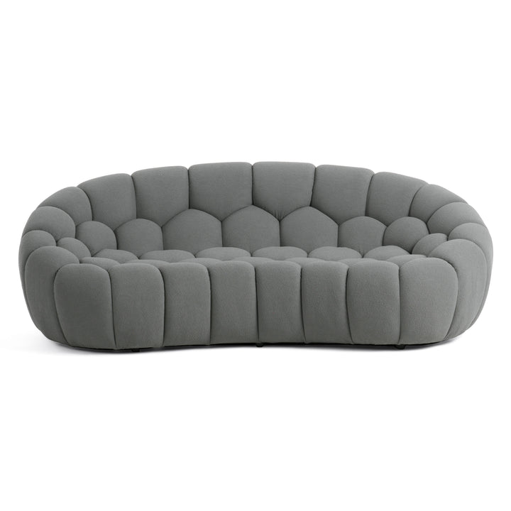 Yolonda - Modern Curved Light Grey Fabric Loveseat