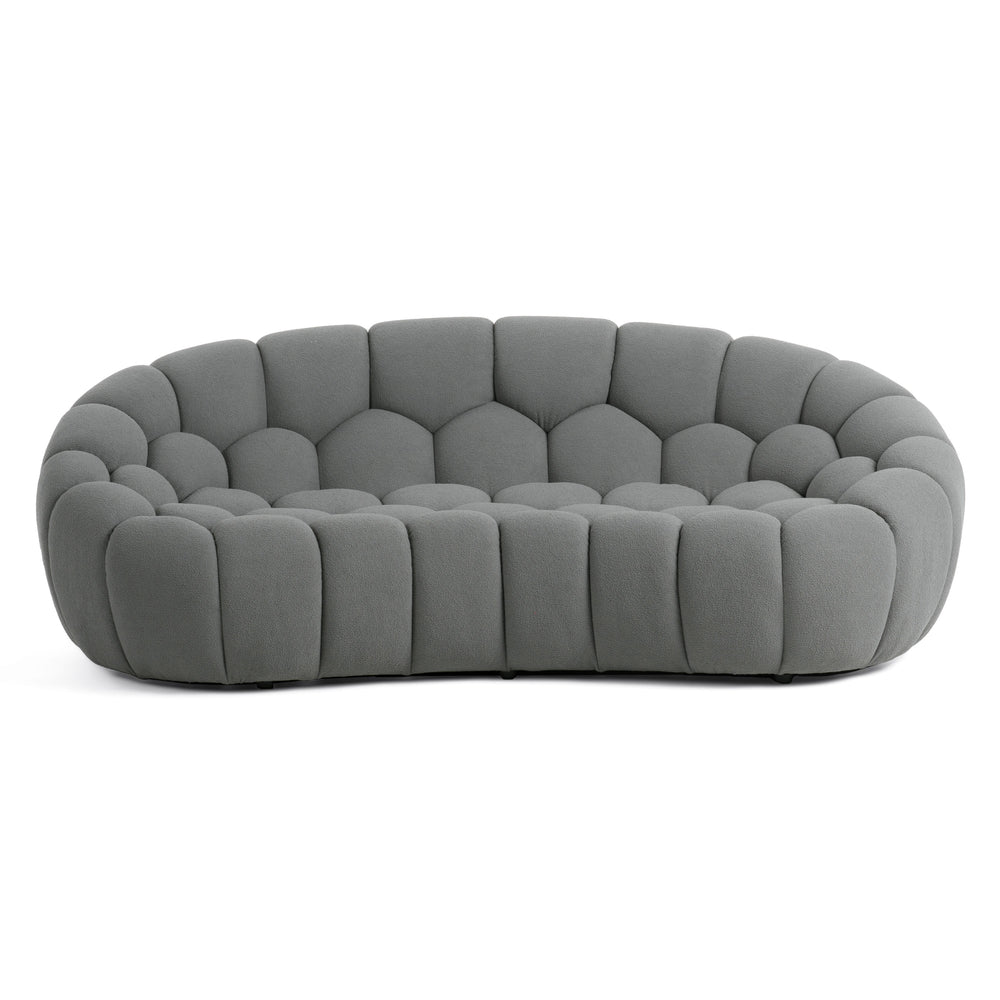 Yolonda - Modern Curved Light Grey Fabric Loveseat