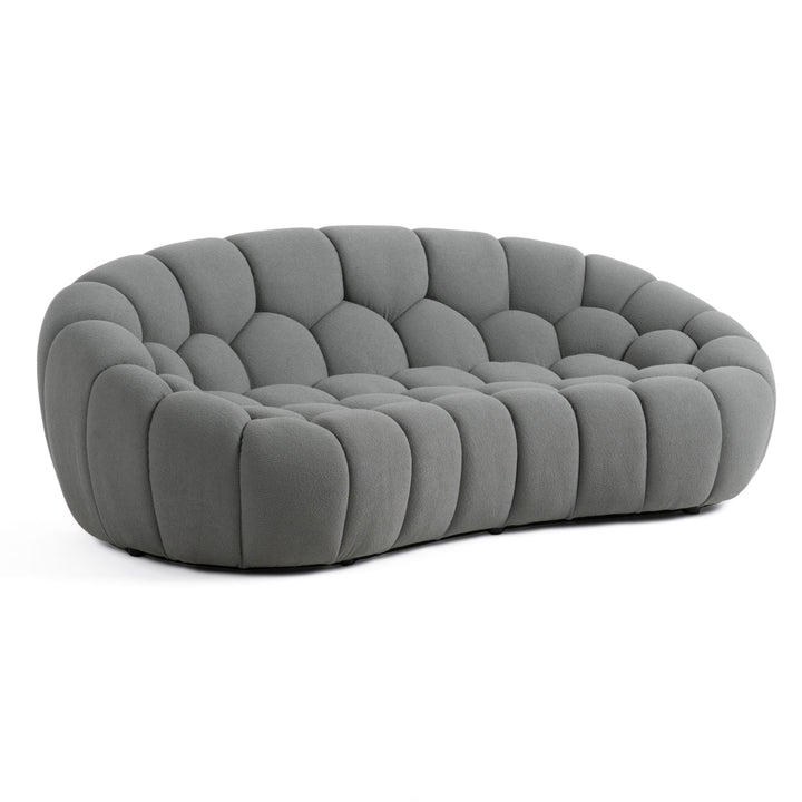 Yolonda - Modern Curved Light Grey Fabric Loveseat