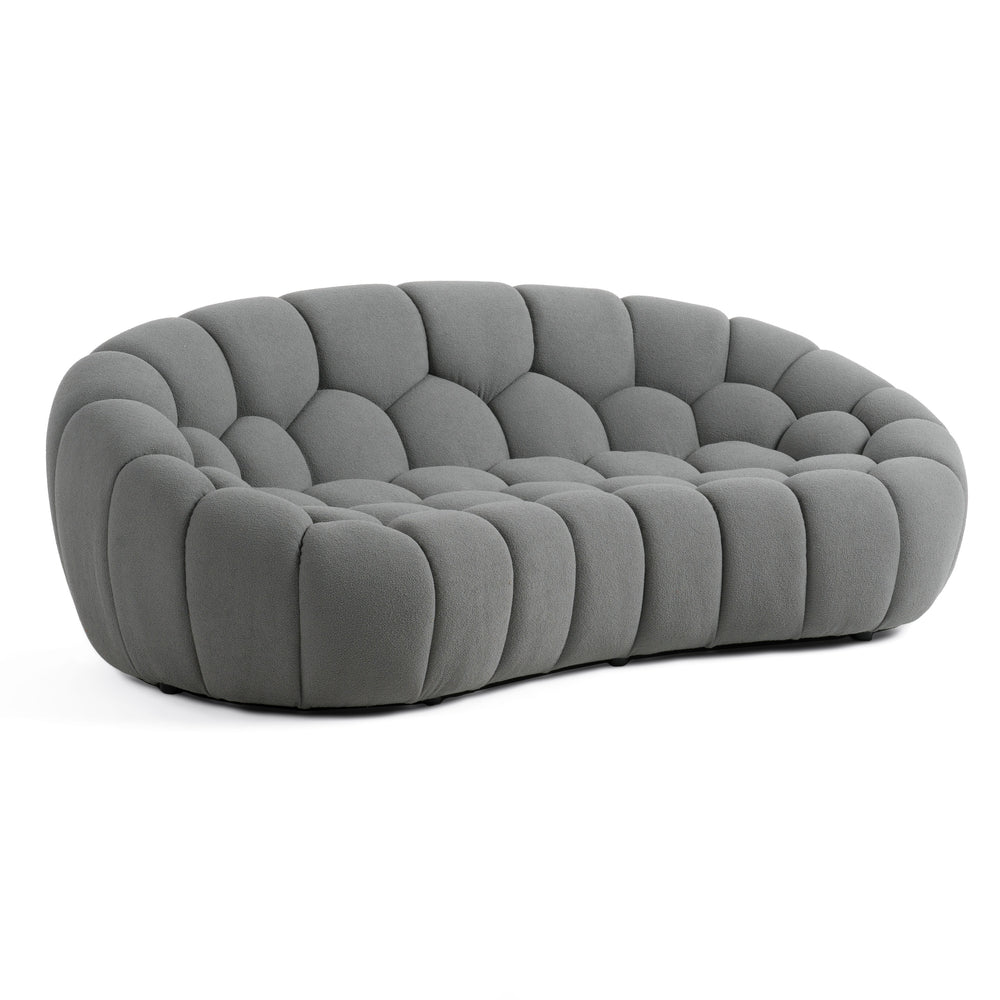 Yolonda - Modern Curved Light Grey Fabric Loveseat - View 2