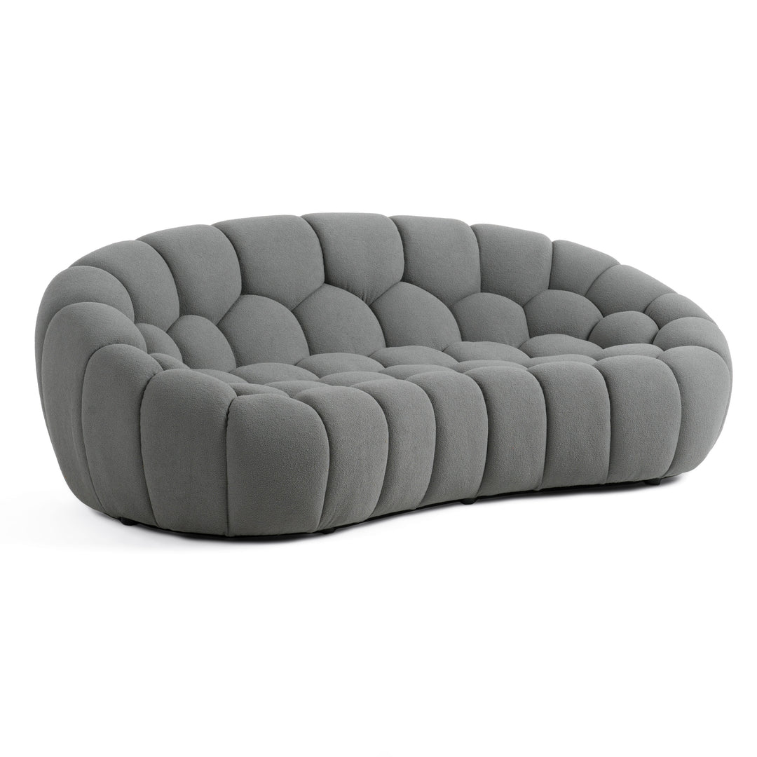 Yolonda - Modern Curved Light Grey Fabric Loveseat