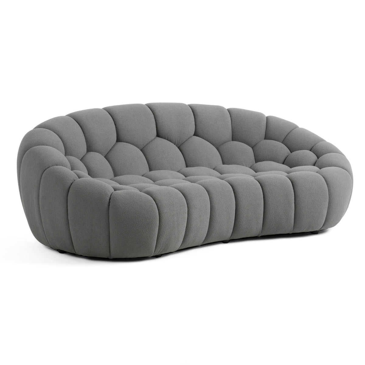 Yolonda - Modern Curved Light Grey Fabric Loveseat - View 2
