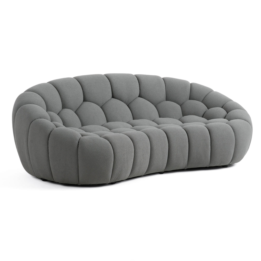 Yolonda - Modern Curved Light Grey Fabric Sofa Set