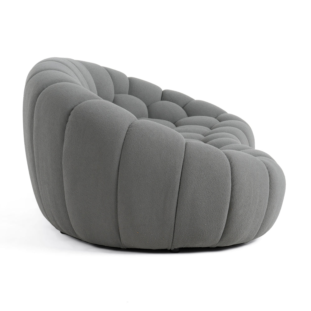 Yolonda - Modern Curved Light Grey Fabric Loveseat - View 3