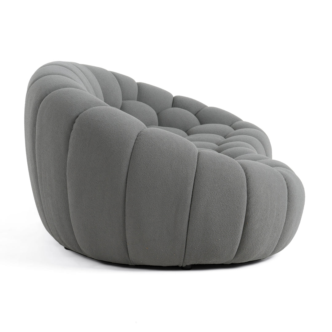 Yolonda - Modern Curved Light Grey Fabric Loveseat