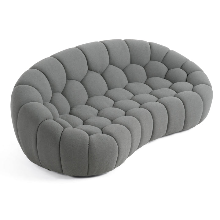 Yolonda - Modern Curved Light Grey Fabric Loveseat