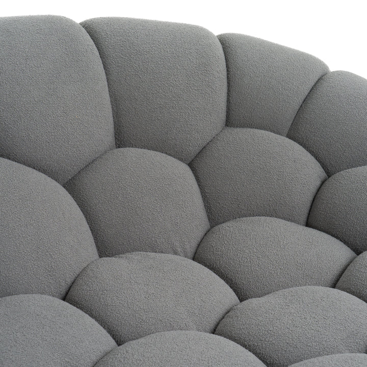 Yolonda - Modern Curved Light Grey Fabric Loveseat