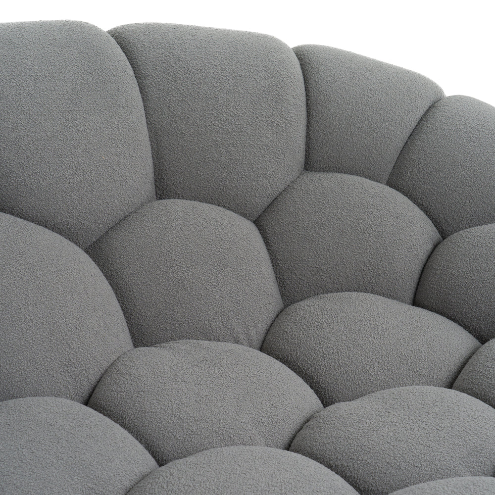 Yolonda - Modern Curved Light Grey Fabric Loveseat - View 7