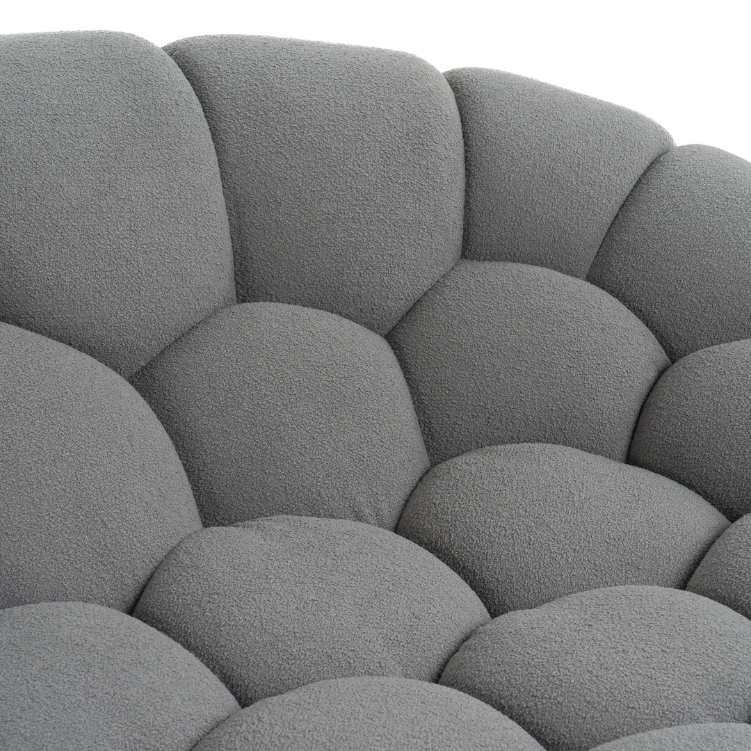 Yolonda - Modern Curved Light Grey Fabric Loveseat