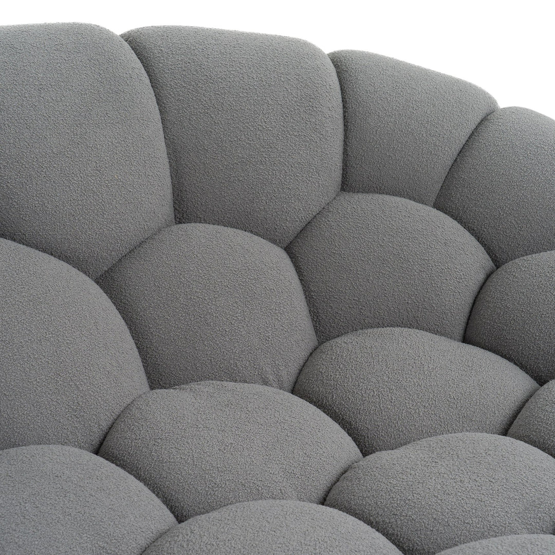 Yolonda - Modern Curved Light Grey Fabric Sofa Set