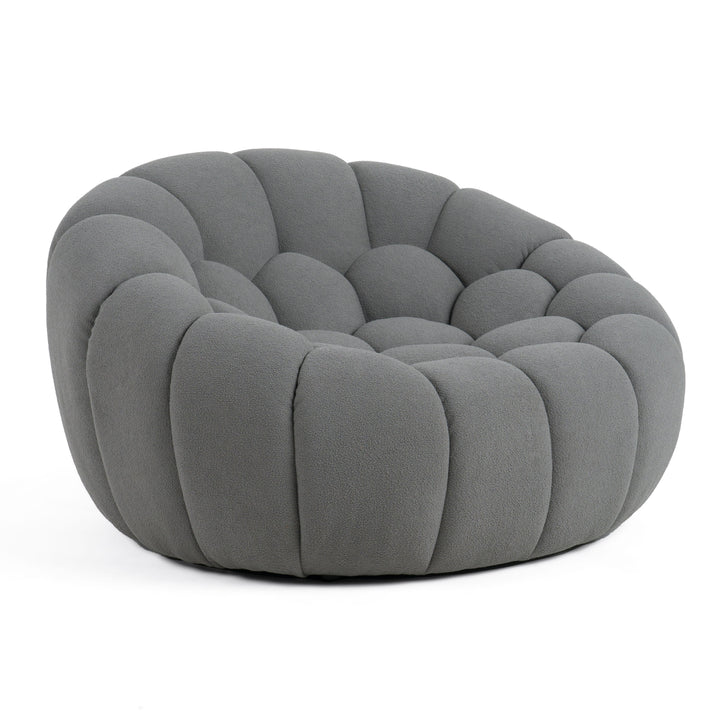 Yolonda - Modern Curved Light Grey Fabric Sofa Set