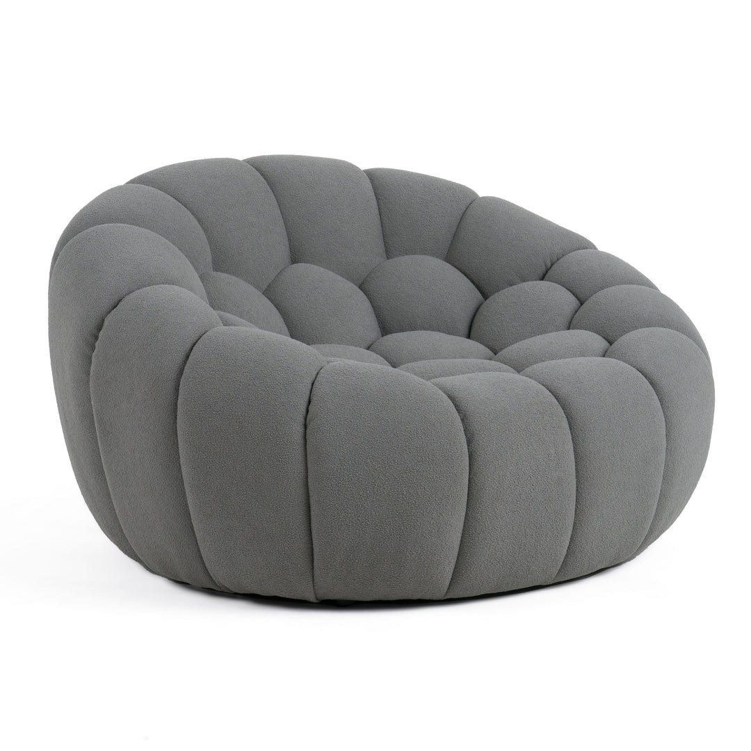 Yolonda - Modern Curved Light Grey Fabric Chair