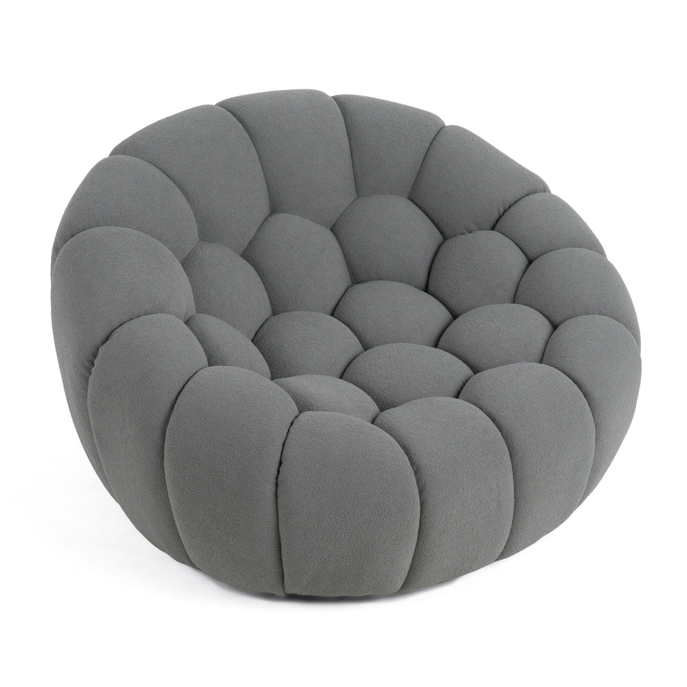 Yolonda - Modern Curved Light Grey Fabric Chair - View 2