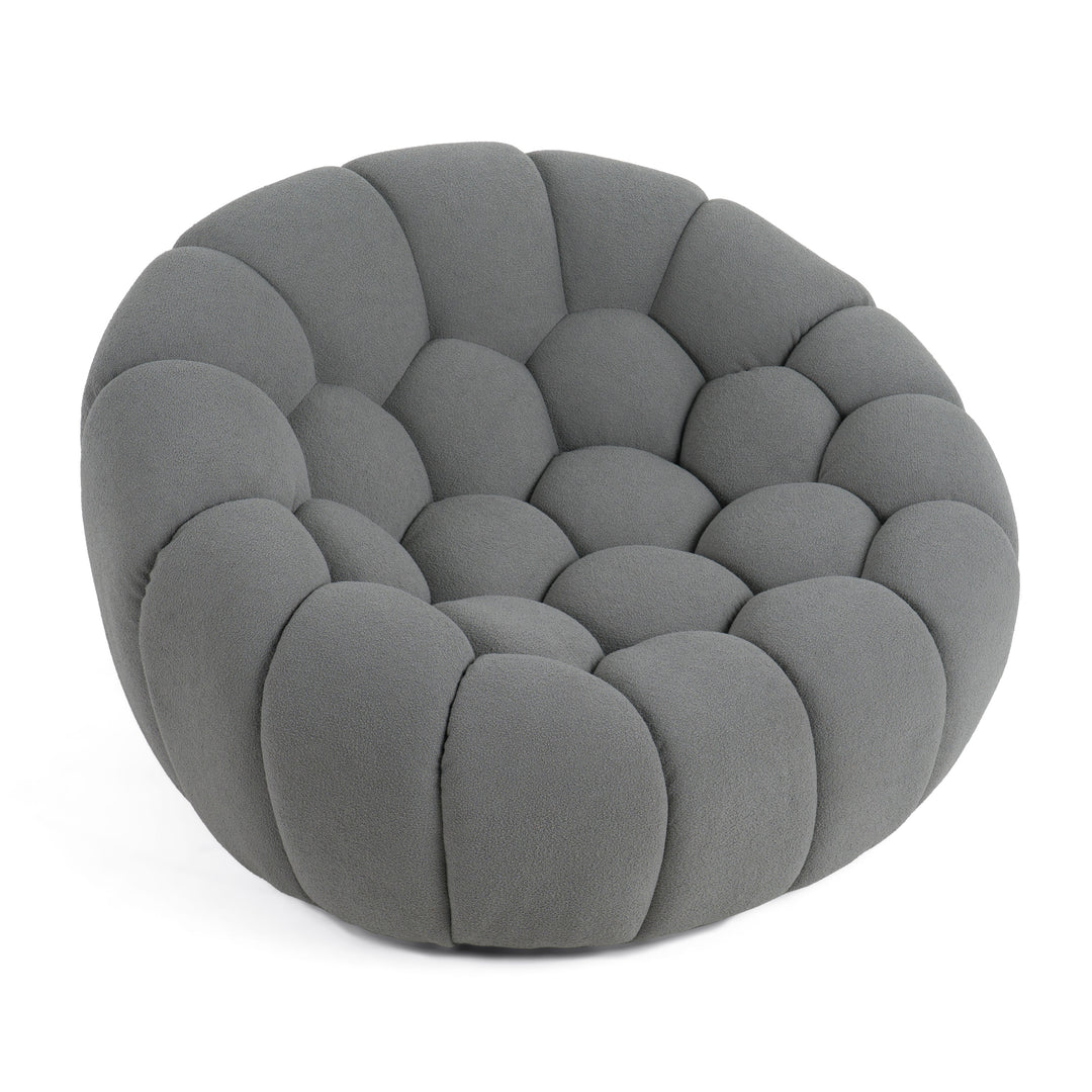 Yolonda - Modern Curved Light Grey Fabric Chair