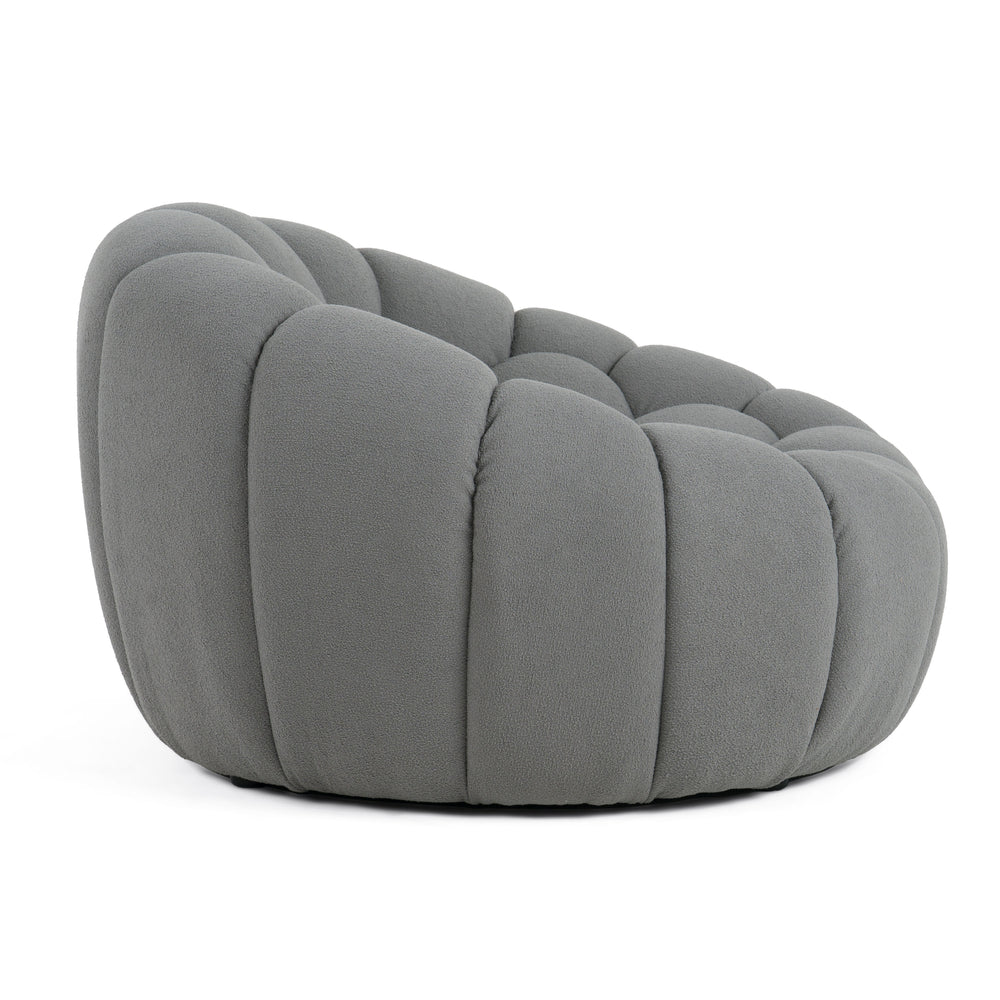 Yolonda - Modern Curved Light Grey Fabric Chair - View 3
