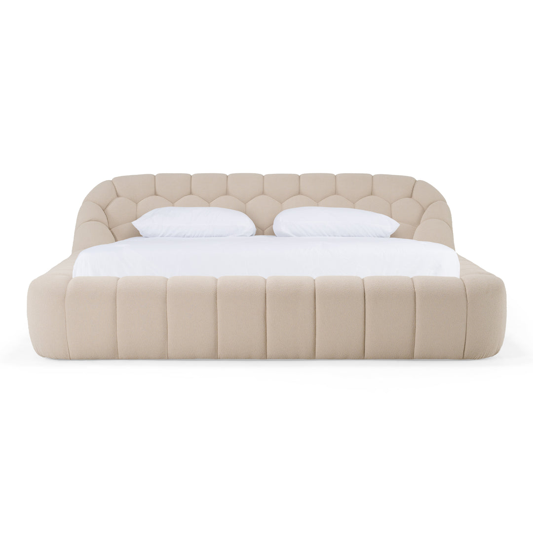 Yolonda  Modern Beige Fabric Bed