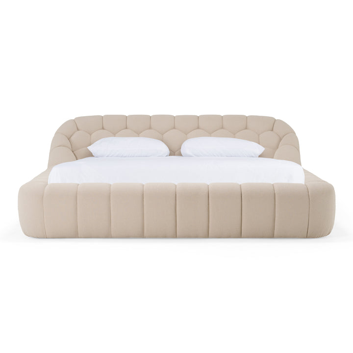 Yolonda  Modern Beige Fabric Bed