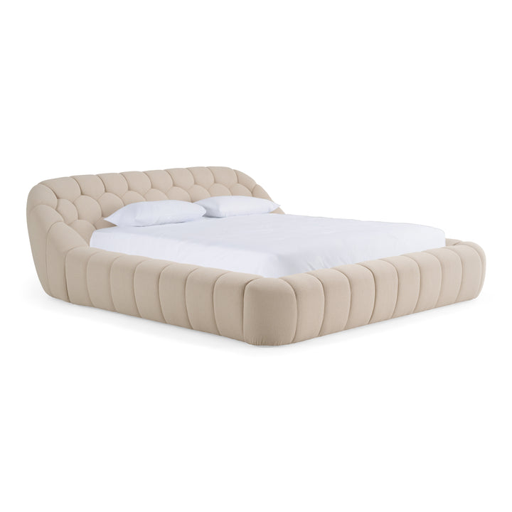 Yolonda  Modern Beige Fabric Bed