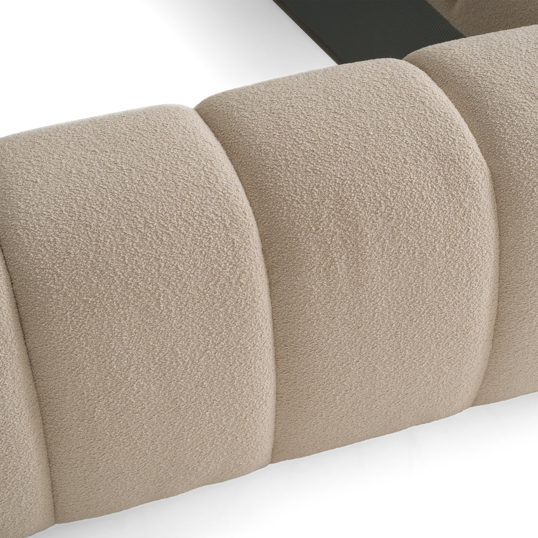 Yolonda  Modern Beige Fabric Bed