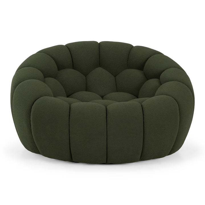 Yolonda - Modern Curved Green Fabric Chair