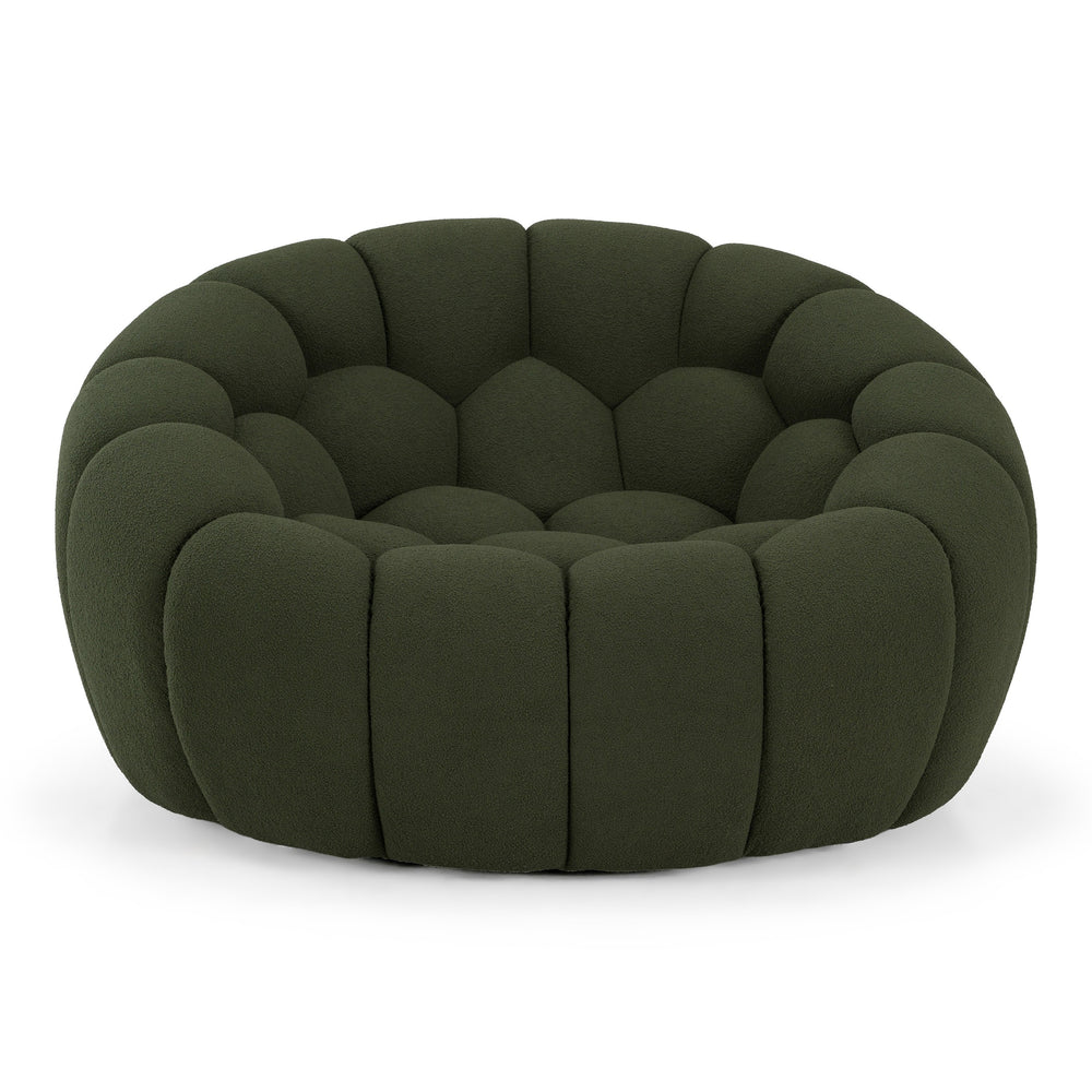 Yolonda - Modern Curved Green Fabric Chair - View 9