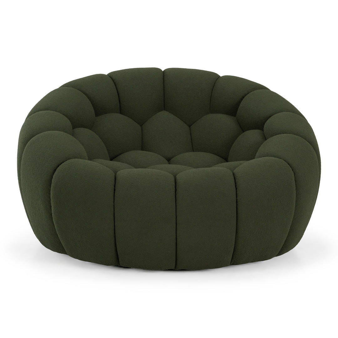 Yolonda - Modern Curved Green Fabric Chair