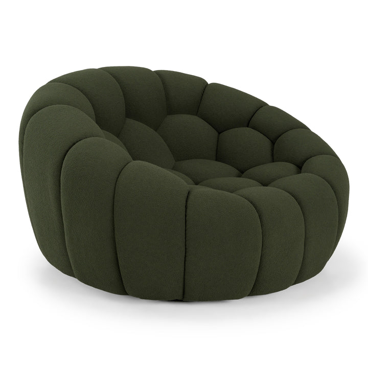 Yolonda - Modern Curved Green Fabric Chair
