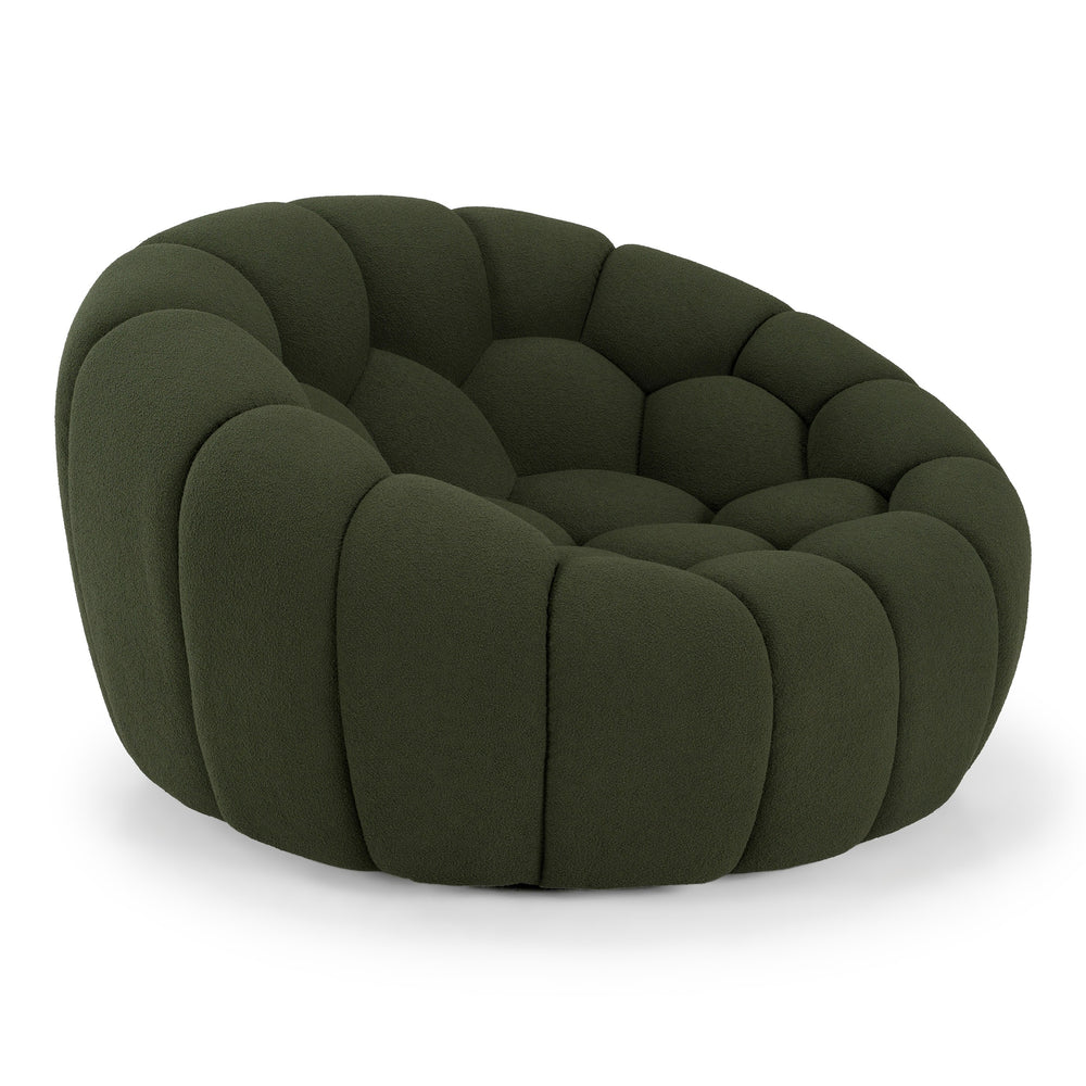 Yolonda - Modern Curved Green Fabric Chair