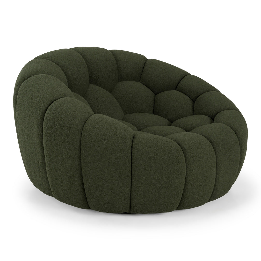 Yolonda - Modern Curved Green Fabric Chair