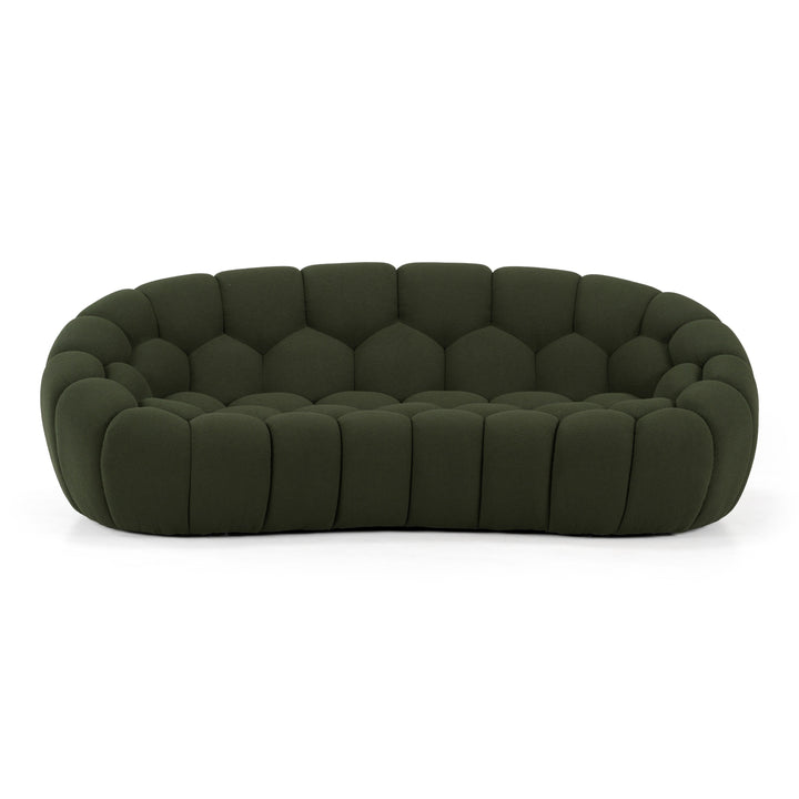 Yolonda - Modern Curved Green Fabric Loveseat