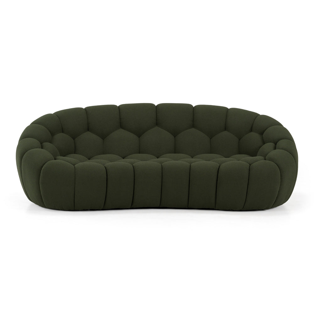 Yolonda - Modern Curved Green Fabric Loveseat