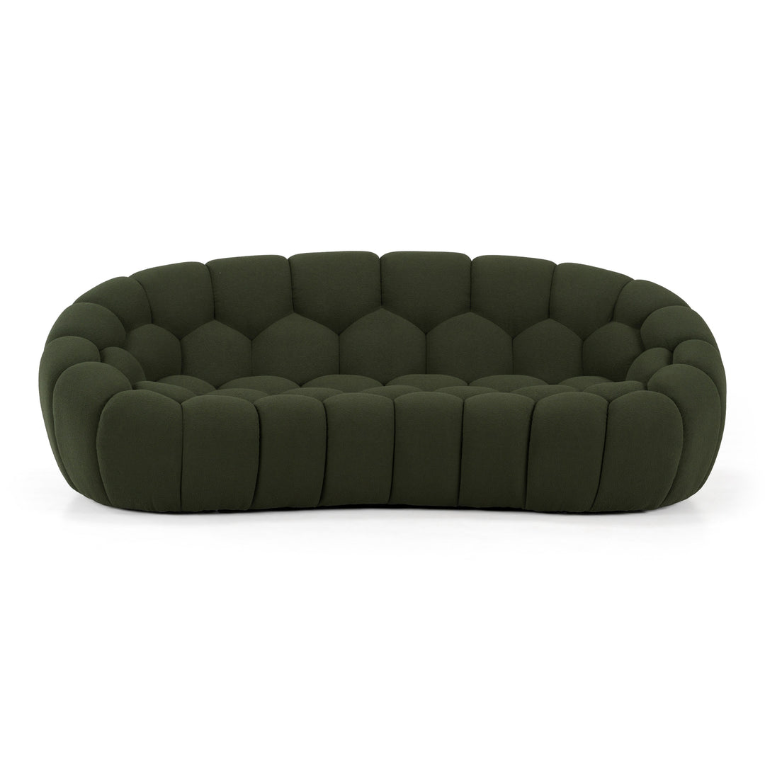 Yolonda - Modern Curved Green Fabric Loveseat
