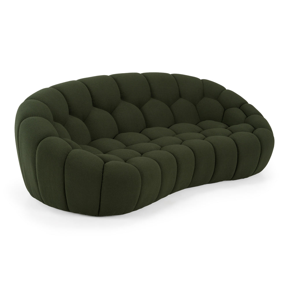 Yolonda - Modern Curved Green Fabric Loveseat - View 9