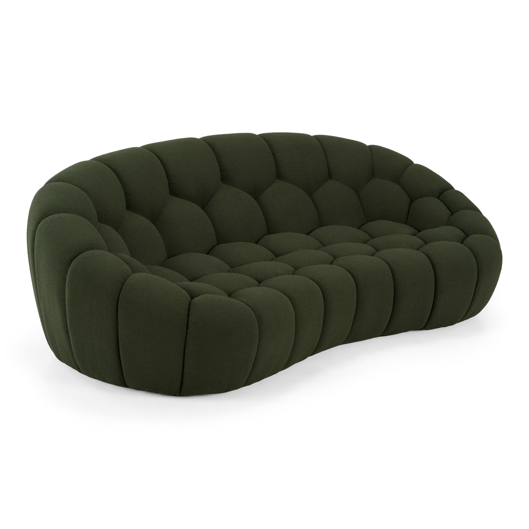 Yolonda - Modern Curved Green Fabric Loveseat