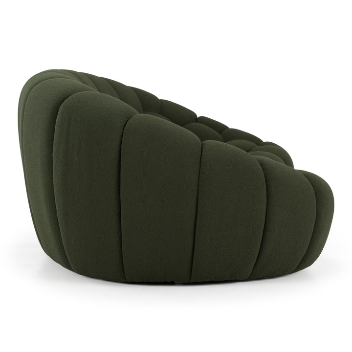 Yolonda - Modern Curved Green Fabric Loveseat