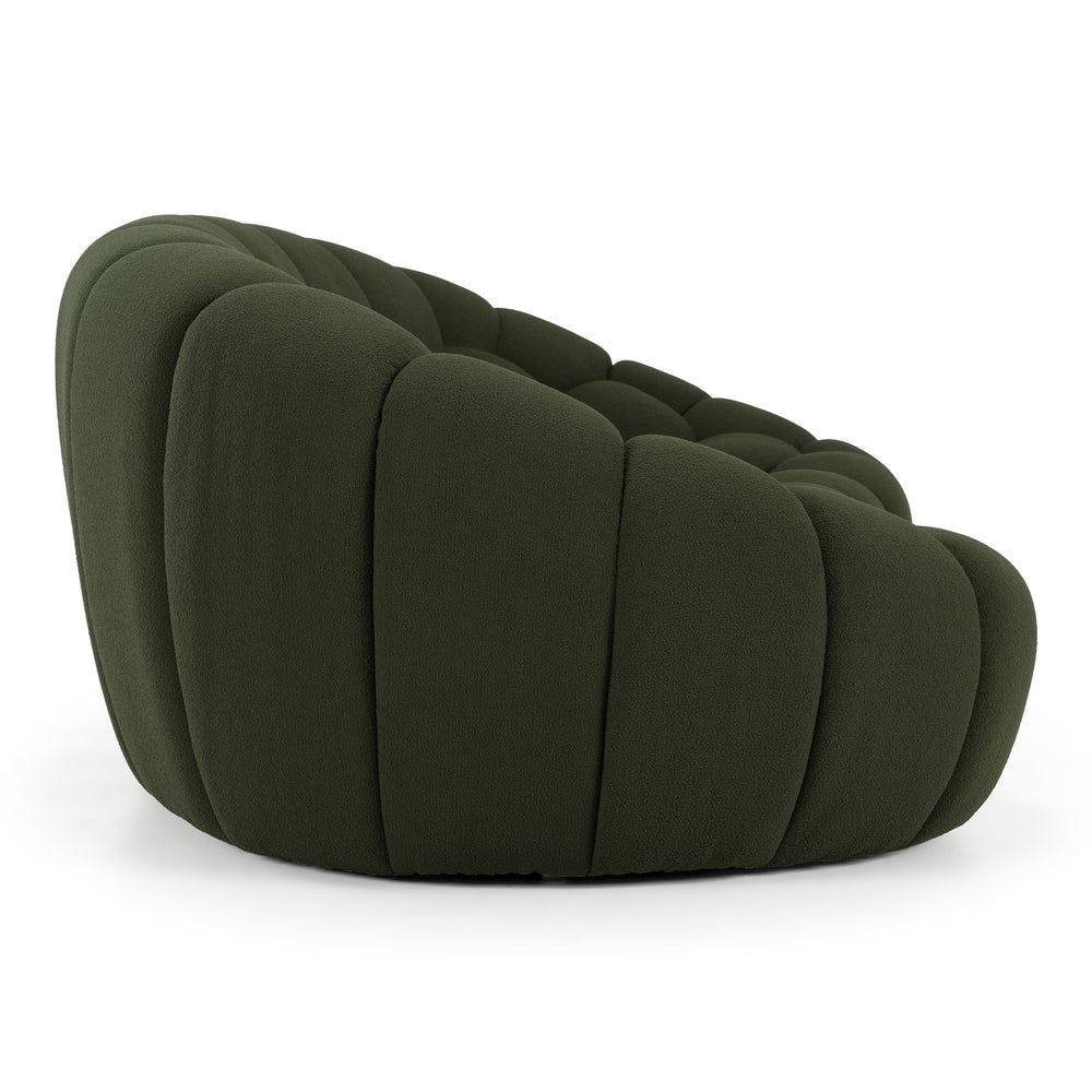 Yolonda - Modern Curved Green Fabric Loveseat - View 10
