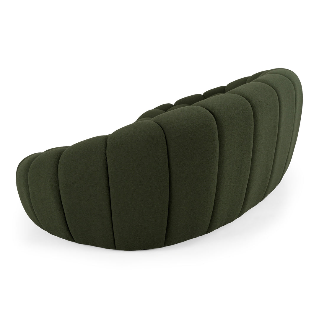 Yolonda - Modern Curved Green Fabric Loveseat