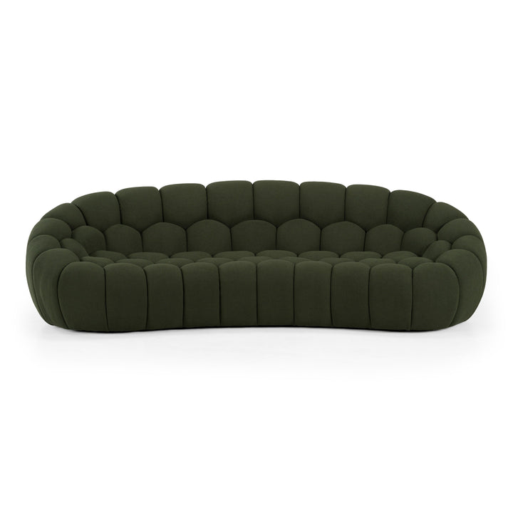 Yolonda - Modern Curved Green Fabric Sofa