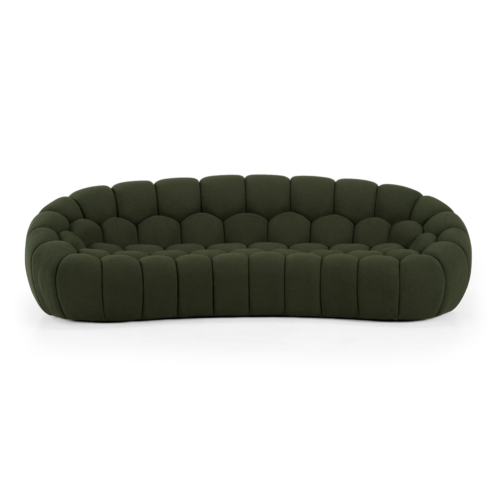Yolonda - Modern Curved Green Fabric Sofa