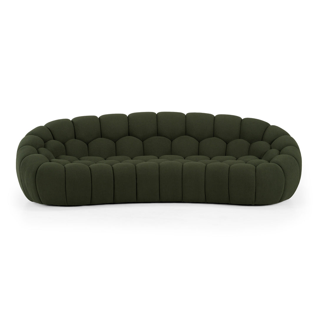 Yolonda - Modern Curved Green Fabric Sofa