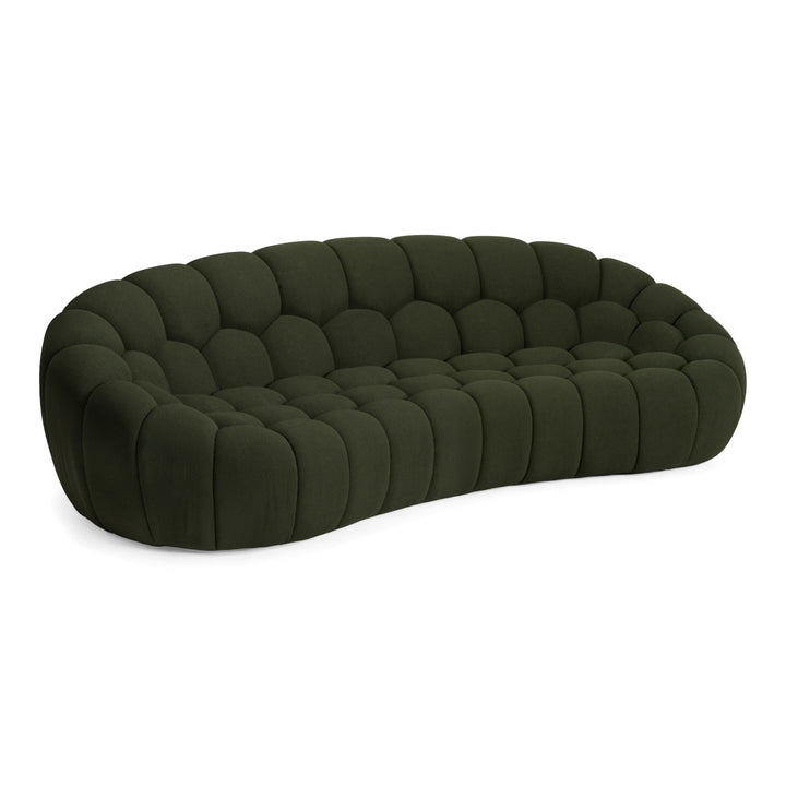 Yolonda - Modern Curved Green Fabric Sofa