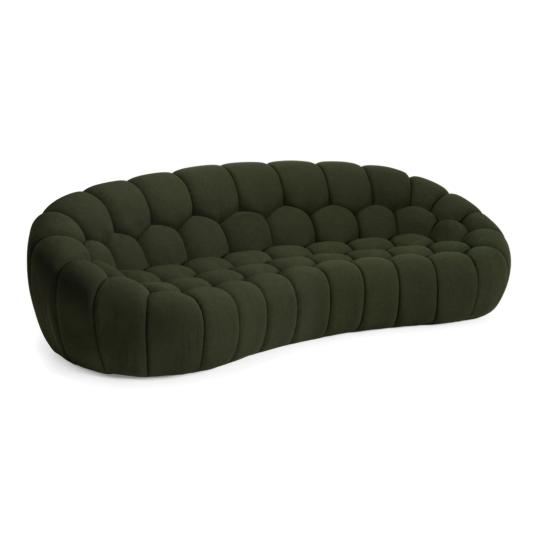 Yolonda - Modern Curved Green Fabric Sofa